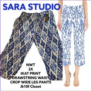 🌸NWT 2X Sara Studio
DRAWSTRING WAIST CROP PANTS